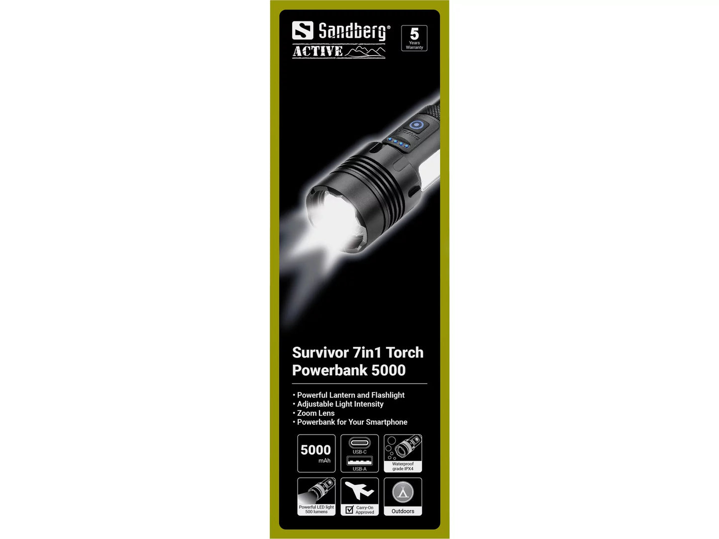 Taschenlampe (Sandberg Survivor 7in1 Torch Powerbank 5000)